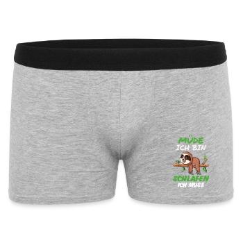 Faultier Müde - Männer Boxer Shorts - Grau meliert - Vorne