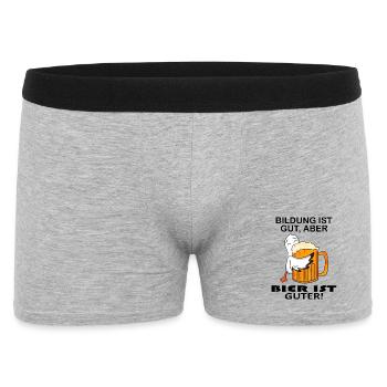 Bier Spruch lustig - Männer Boxer Shorts - Grau meliert - Vorne