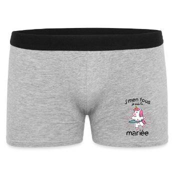 Femme EVJF Cadeau Future Mariée Fille Licorne - Boxer Homme - gris chiné - Devant