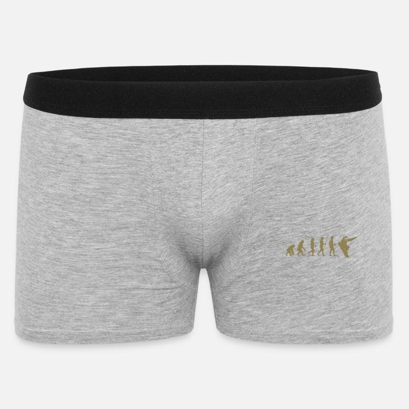 Snowboarder Evolution Geschenkidee - Männer Boxer Shorts - Grau meliert
