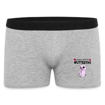 Muttertag Geschenk - Unser erster Muttertag - Männer Boxer Shorts - Grau meliert - Vorne