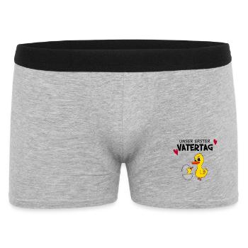 Vatertag Geschenk - Unser erster Vatertag - Männer Boxer Shorts - Grau meliert - Vorne