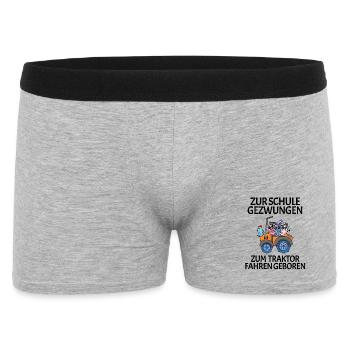 Zur Schule Gezwungen Traktor fahren - Männer Boxer Shorts - Grau meliert - Vorne