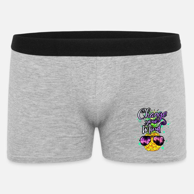 coole Ananas Change your Mind - Männer Boxer Shorts - Grau meliert