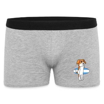 Surfboard Hund Beagle Surfen Geschenk - Männer Boxer Shorts - Grau meliert - Vorne