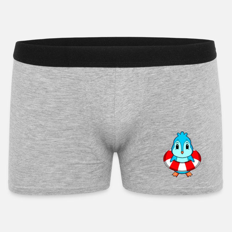 Pinguin Schwimmen Rettungsring - Männer Boxer Shorts - Grau meliert