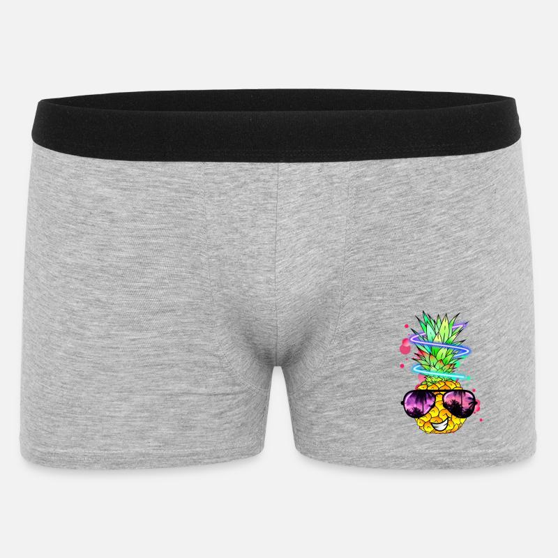 coole Ananas mit Neon Spirale - Männer Boxer Shorts - Grau meliert