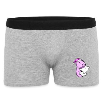 Pig with pillow and sleeping cap - Men's Boxer Shorts - heather grey - Front