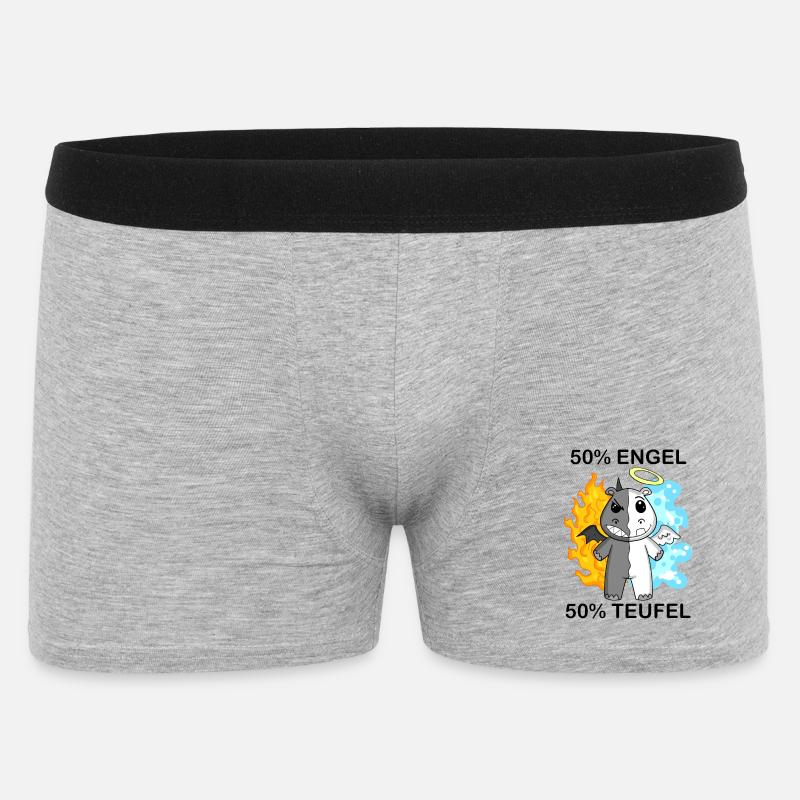 Nilpferd - Engel und Teufel - Männer Boxer Shorts - Grau meliert
