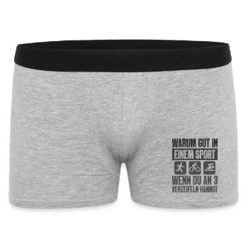 Warum Gut In Einem Sport Triathlon - Männer Boxer Shorts - Grau meliert - Vorne