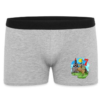 Ritter 7. Geburtstag 7 Jahre Junge Geschenk - Männer Boxer Shorts - Grau meliert - Vorne