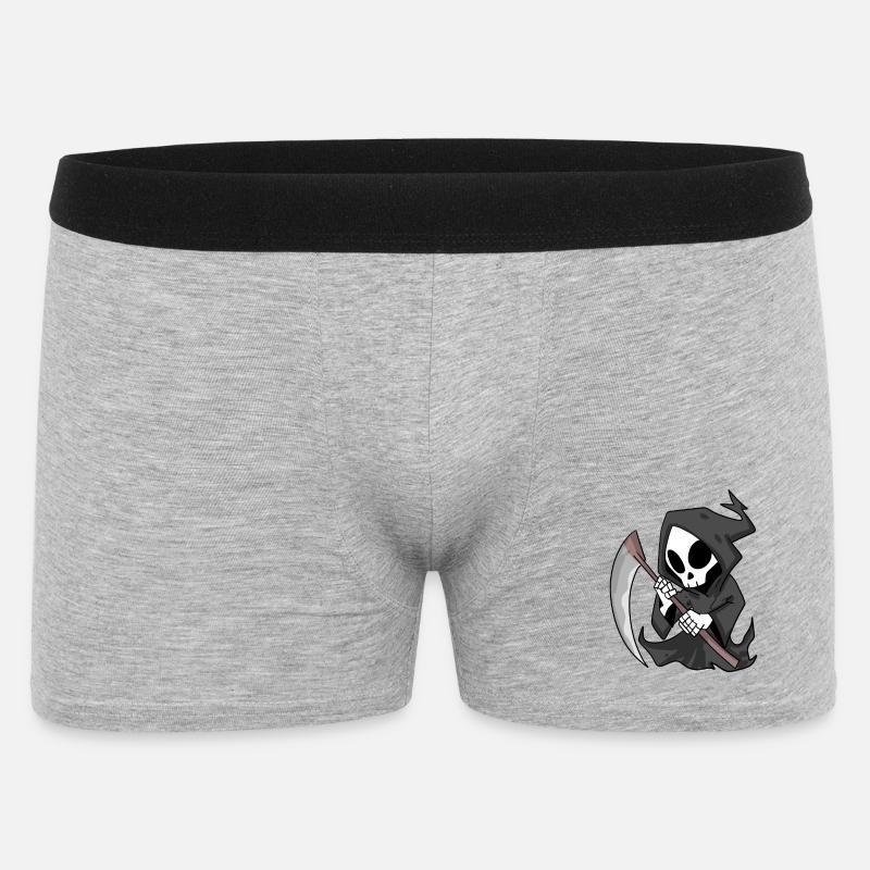 Sensenmann mit Sense - Männer Boxer Shorts - Grau meliert