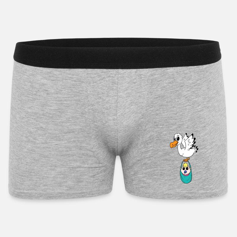 Vogel mit Baby Schwangerschaft - Männer Boxer Shorts - Grau meliert