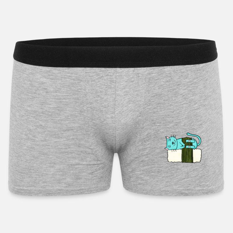 Sushi Katze - Männer Boxer Shorts - Grau meliert