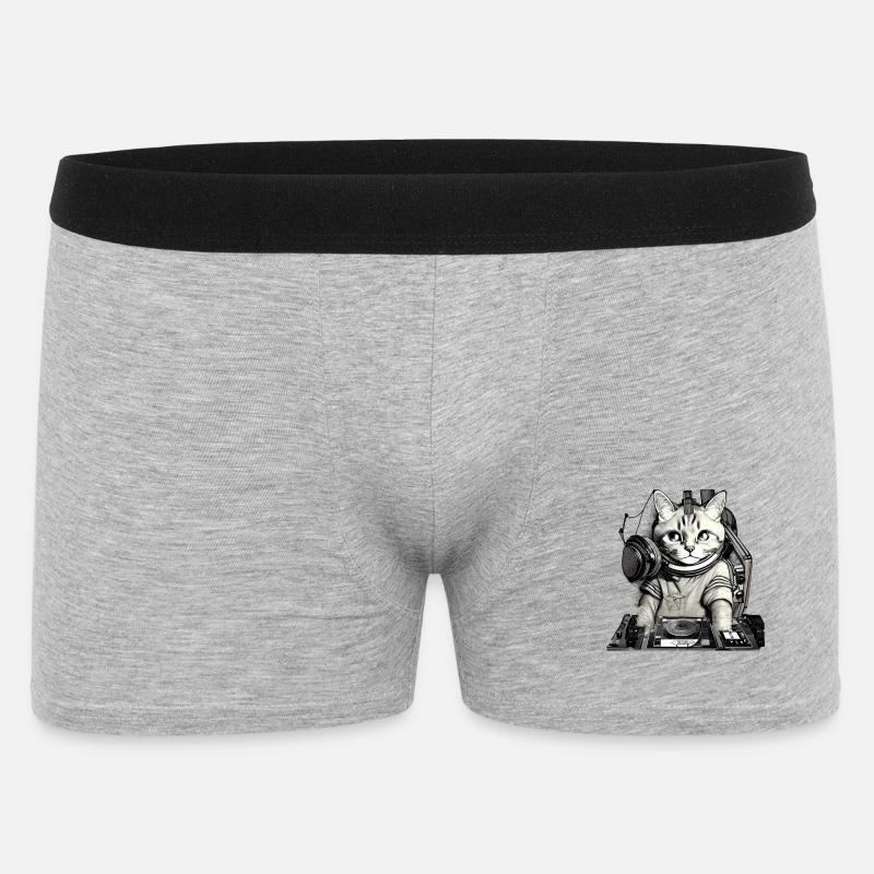 DJ Katze mit Mischpult - Männer Boxer Shorts - Grau meliert
