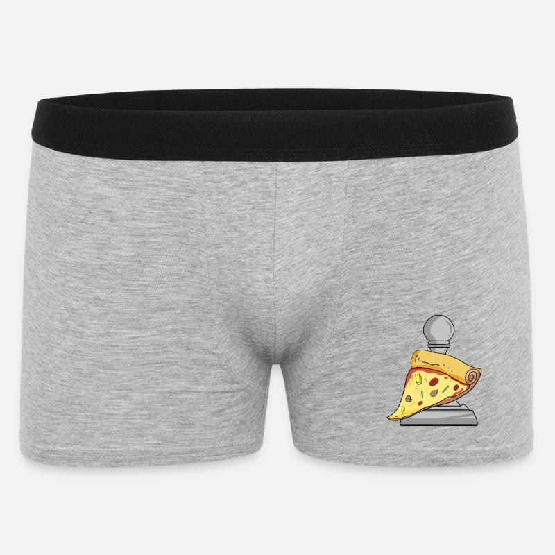 Échecs et pizza - Boxer Homme - gris chiné