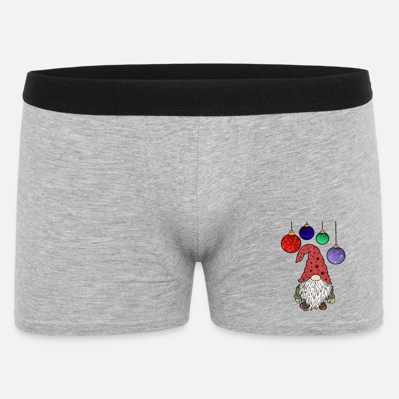 Christmas Gnom Weihnachts Wichtel - Männer Boxer Shorts - Grau meliert