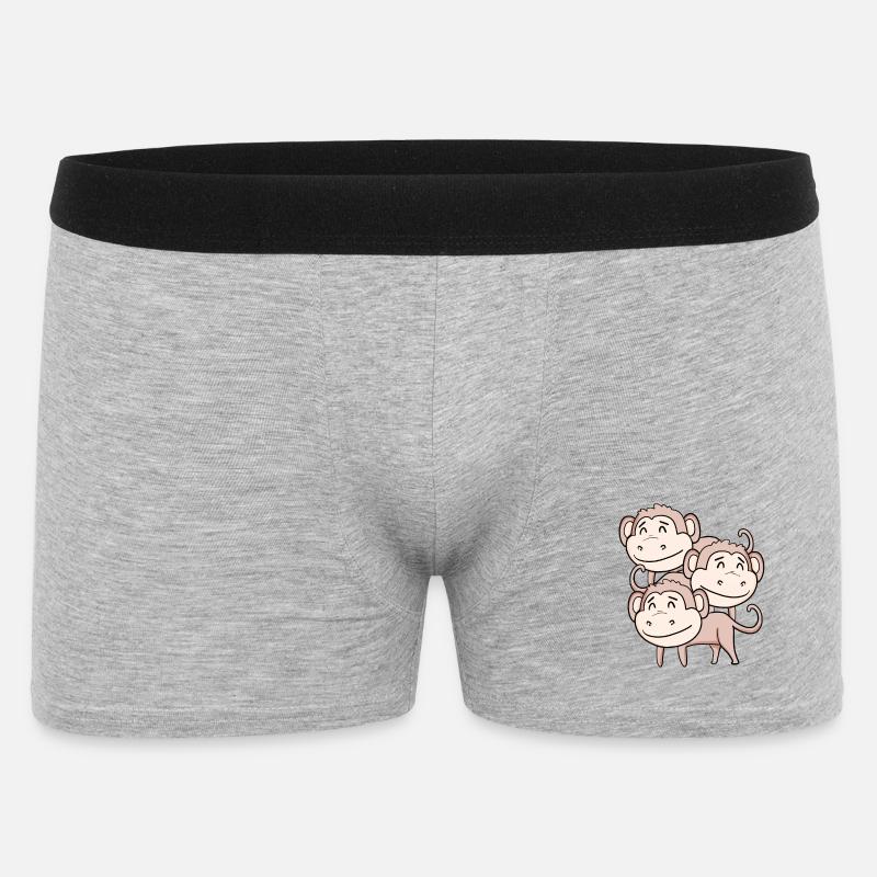 Singes mignons - Singe - Boxer Homme - gris chiné