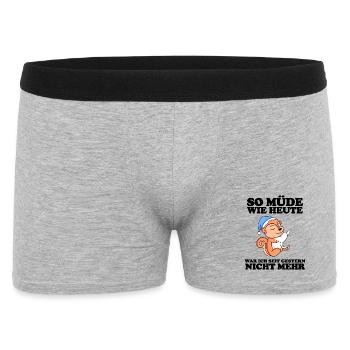 Müde Spruch lustig mit Eichhörnchen Motiv - Männer Boxer Shorts - Grau meliert - Vorne