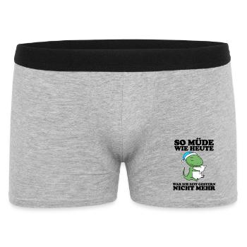 Müde Spruch lustig Schlafen Ausschlafen Faul - Männer Boxer Shorts - Grau meliert - Vorne