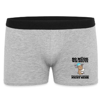 Müde Spruch lustig Schlafen Ausschlafen Faul - Männer Boxer Shorts - Grau meliert - Vorne