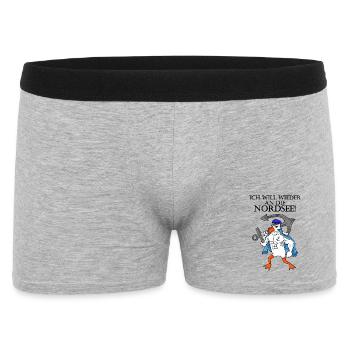 Nordsee Plattdeutsch Spruch Moin Möwe Anker - Männer Boxer Shorts - Grau meliert - Vorne