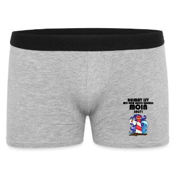 Nordsee Plattdeutsch Spruch Moin Möwe Leuchtturm - Männer Boxer Shorts - Grau meliert - Vorne