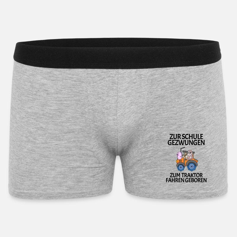 Schule Einschulung Traktor Geschenk Lustig - Männer Boxer Shorts - Grau meliert