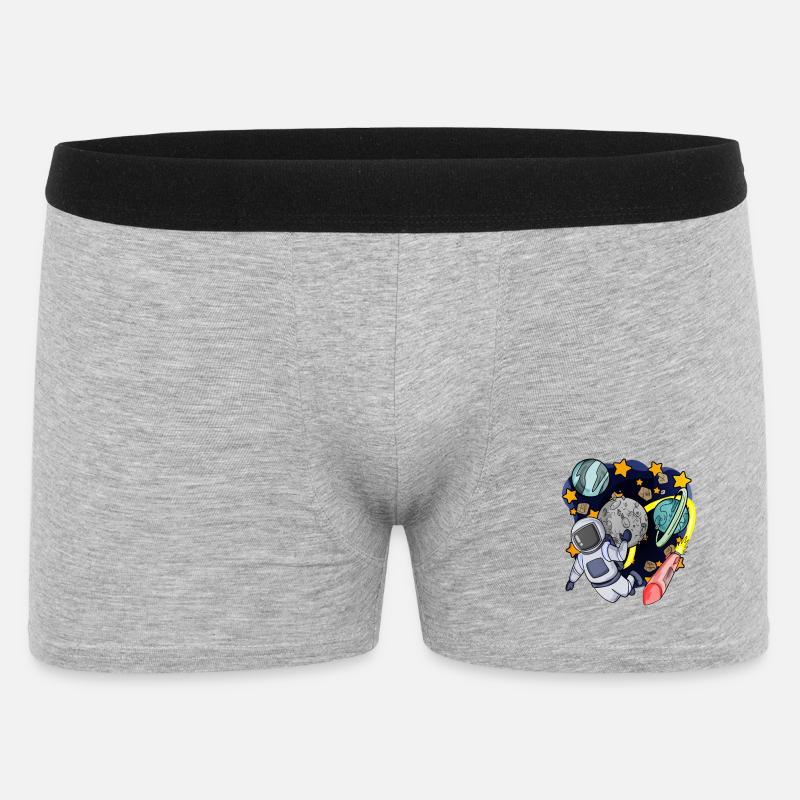 Astronaut im Weltall - Männer Boxer Shorts - Grau meliert