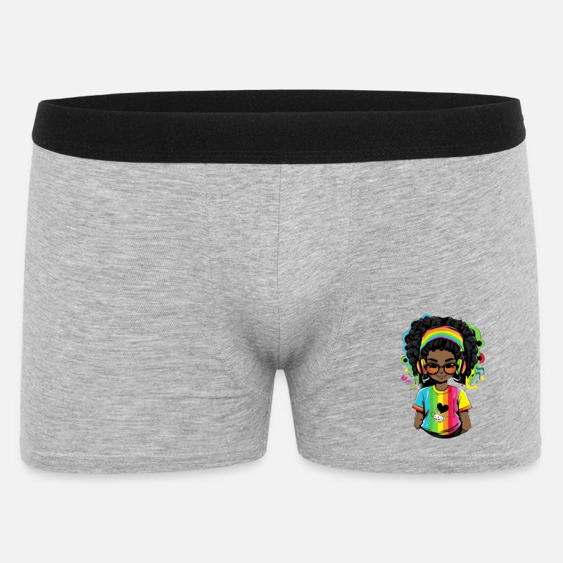 Leuchtender Reggae-Pullover mit Rainbow-Design - Männer Boxer Shorts - Grau meliert