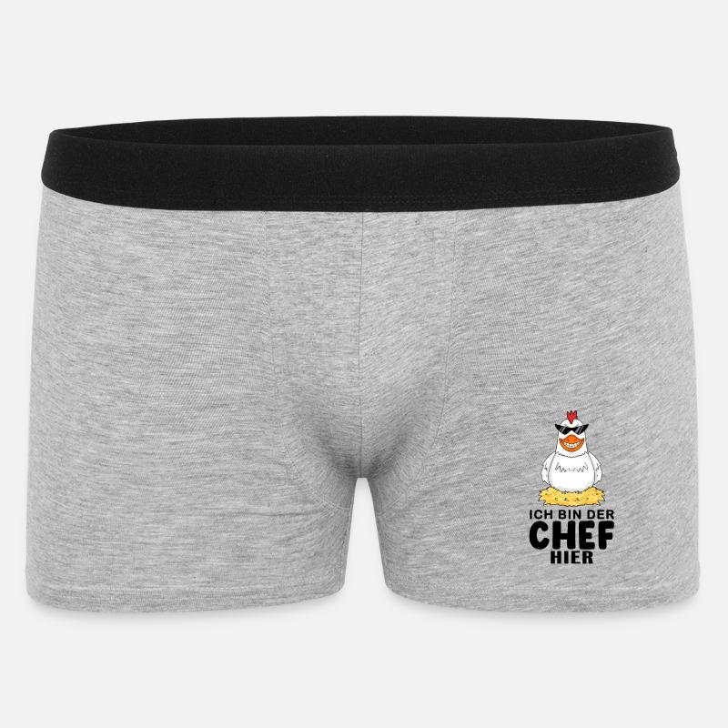 cooles Huhn Chef Spruch - Männer Boxer Shorts - Grau meliert