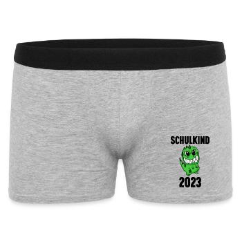 Schuldkind Einschulung 2023 - Männer Boxer Shorts - Grau meliert - Vorne