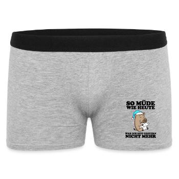 Müde Spruch lustig Schlafen Ausschlafen Faul - Männer Boxer Shorts - Grau meliert - Vorne