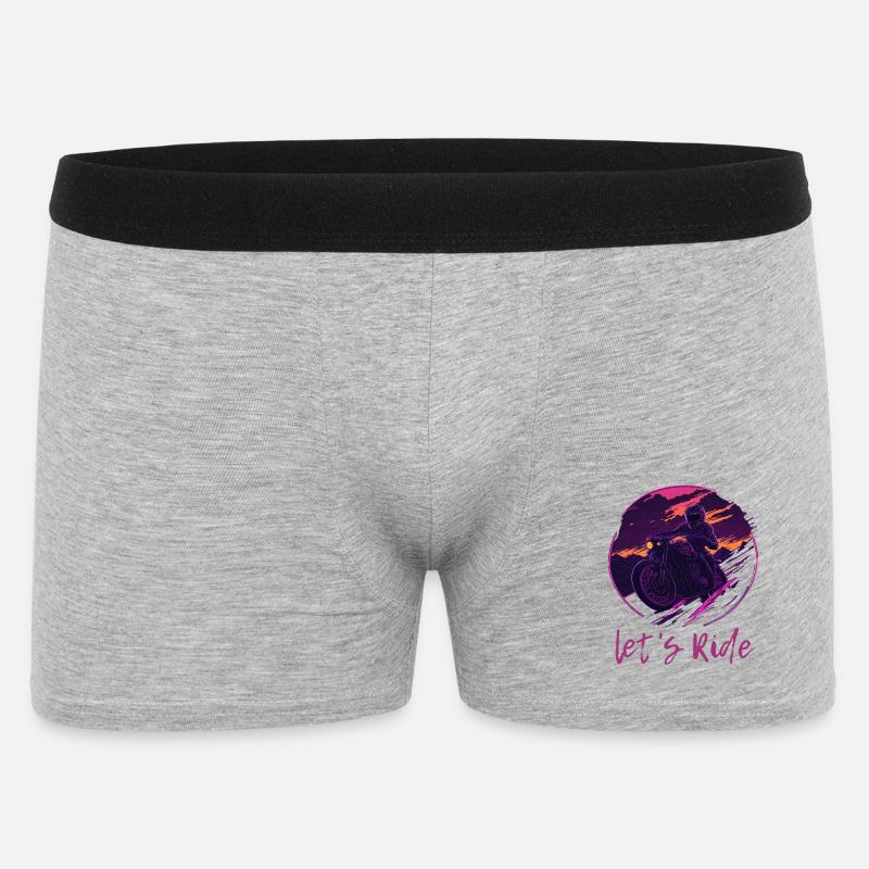 Let's Ride Synthwave Motorradfahrer - Männer Boxer Shorts - Grau meliert