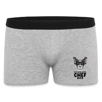 coole Katze - Orientalisch Kurzhaar Katze - Chef - Männer Boxer Shorts - Grau meliert - Vorne