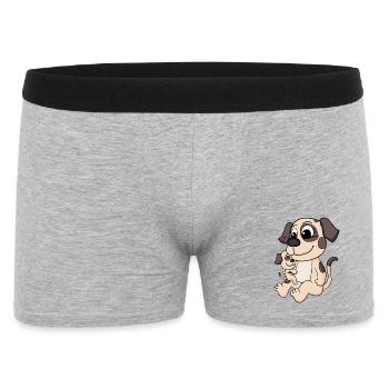 Hund Familie - Hund mit Baby - Männer Boxer Shorts - Grau meliert - Vorne