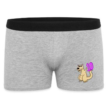 10 Geburtstag 10 Jahre alt mit Tier Motiv - zehn - Männer Boxer Shorts - Grau meliert - Vorne