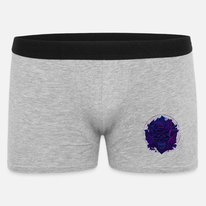 Neon Rosen Schädel EDM - Männer Boxer Shorts - Grau meliert