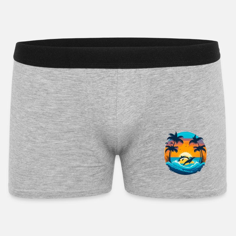 Delphin Sunset - Männer Boxer Shorts - Grau meliert