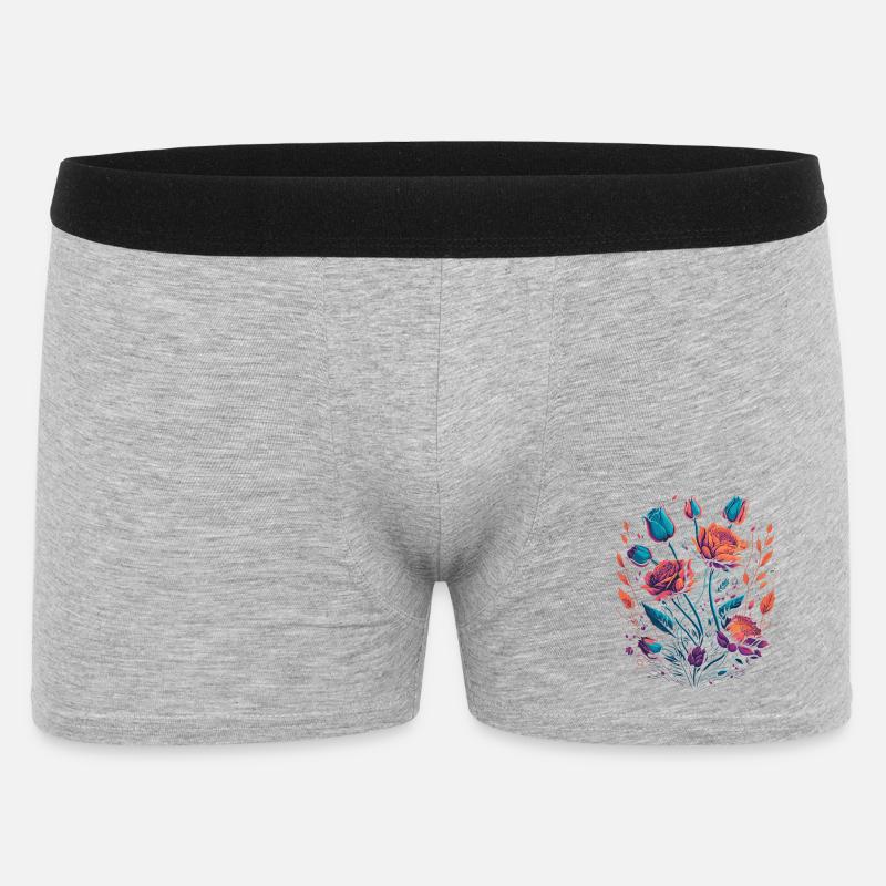 Neon Rosen Blumen Strauß - Männer Boxer Shorts - Grau meliert