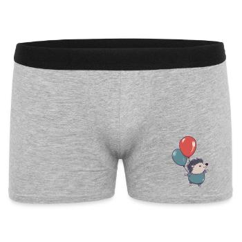 Kleiner Igel mit Luftballons - Männer Boxer Shorts - Grau meliert - Vorne