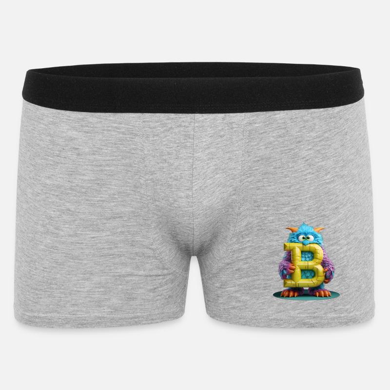 Monster B Riesiger Plüsch - Männer Boxer Shorts - Grau meliert