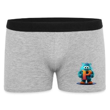 Monstre bleu avec P géant - Boxer Homme - gris chiné - Devant