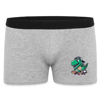 TRex Dino Tyrannosaurus Skateboard - Männer Boxer Shorts - Grau meliert - Vorne
