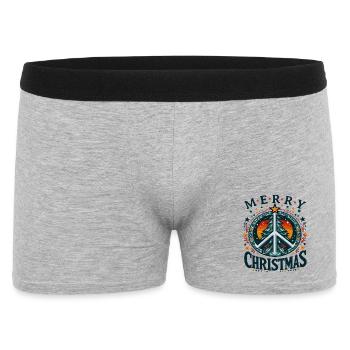 Frieden Weihnachtsbaum Frohe Weihnachten - Männer Boxer Shorts - Grau meliert - Vorne