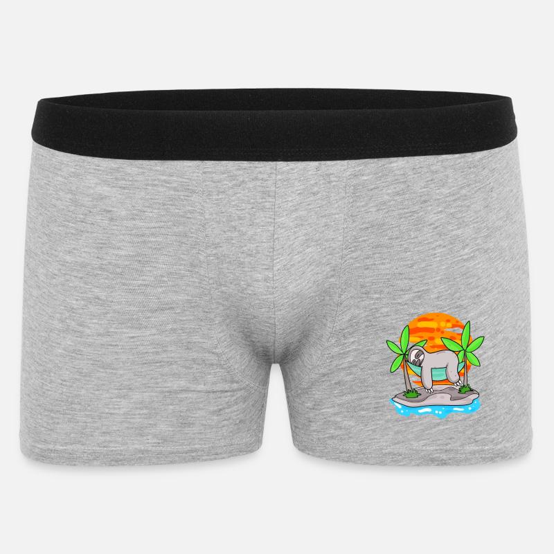 Faultier am Strand - Männer Boxer Shorts - Grau meliert