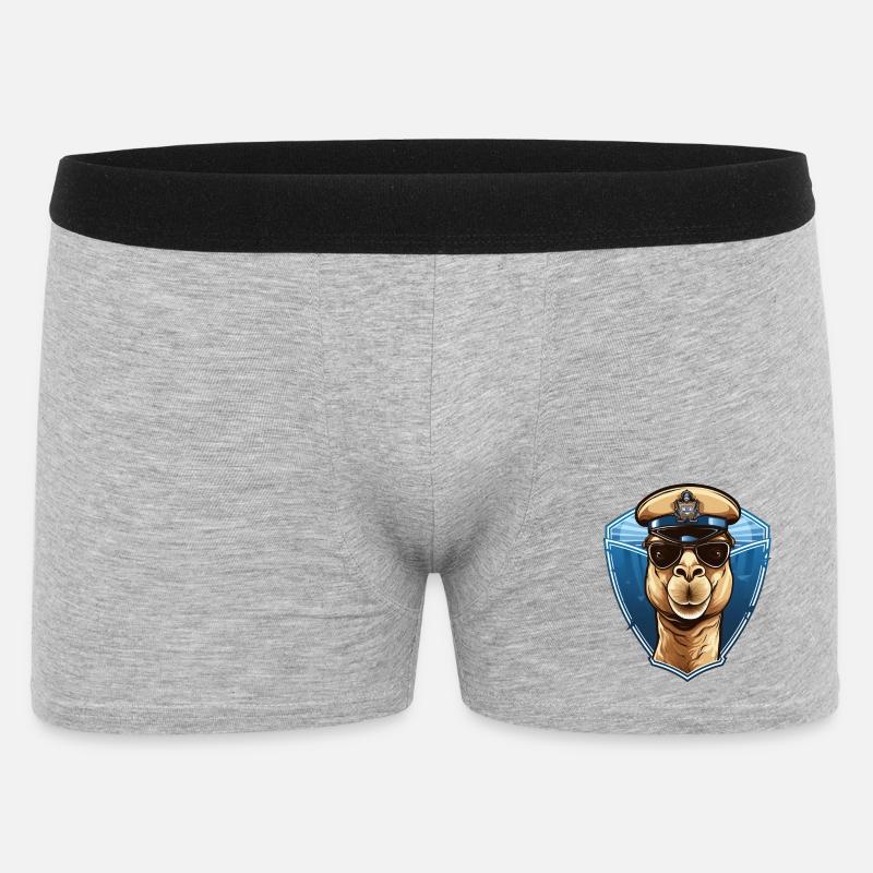 Kamel Polizist - Männer Boxer Shorts - Grau meliert
