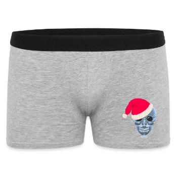 X-ray skull Santa hat, drawing - Men's Boxer Shorts - heather grey - Front