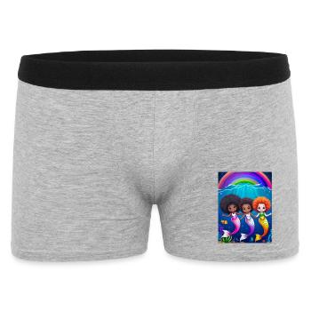 Bunte Meerjungfrauen mit Regenbogenhintergrund - Männer Boxer Shorts - Grau meliert - Vorne