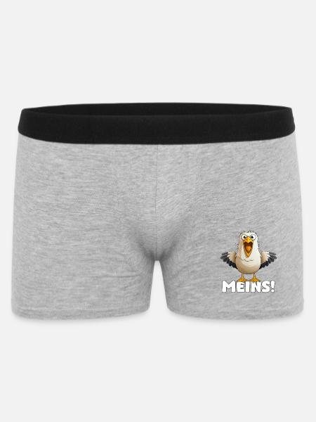 MEINS! Freche Möwe – Strandhumor - Männer Boxer Shorts - Grau meliert